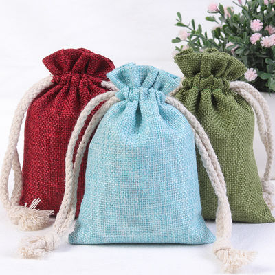 Eco-friendly Logotipo personalizado Bolsa de Linho Impressa Jute Burlap Bolsa de Presente
