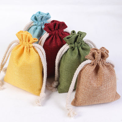 Eco-friendly Logotipo personalizado Bolsa de Linho Impressa Jute Burlap Bolsa de Presente