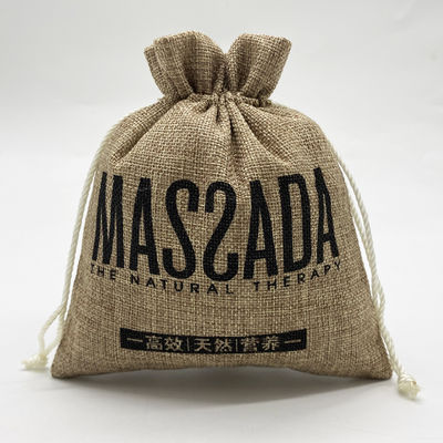 Logotipo personalizado Jute Drawstring Pouch para a vida escolar diária Essenciais e organização
