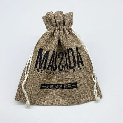 Logotipo personalizado Jute Drawstring Pouch para a vida escolar diária Essenciais e organização
