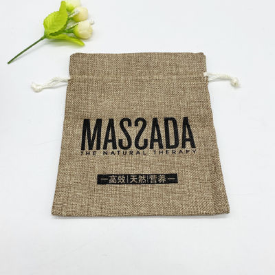 Logotipo personalizado Jute Drawstring Pouch para a vida escolar diária Essenciais e organização