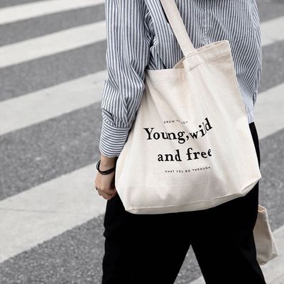 Bolsas de algodão coloridas personalizadas com estilo manuseado e logotipo impresso da empresa