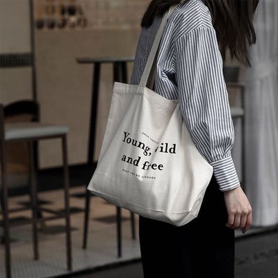 Bolsas de algodão coloridas personalizadas com estilo manuseado e logotipo impresso da empresa