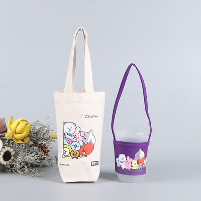 Mini Cup holder de café e leite personalizado Canvas Drink Carrier Tote Bag Logotipo personalizado