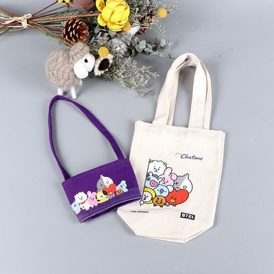 Mini Cup holder de café e leite personalizado Canvas Drink Carrier Tote Bag Logotipo personalizado