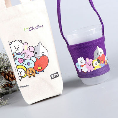 Mini Cup holder de café e leite personalizado Canvas Drink Carrier Tote Bag Logotipo personalizado