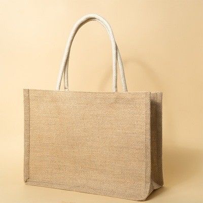 Sacos de compras de juta ecológicos com logotipo impresso personalizado e alças de couro