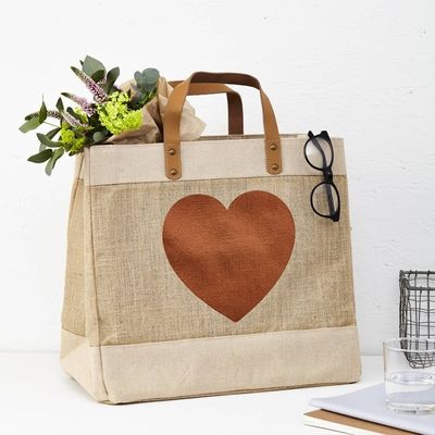 Saco de Jute Reciclado Custom Burlap Sacos de Jute Tote com alças de couro