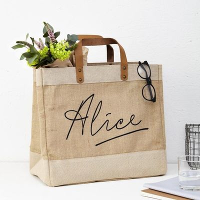 Saco de Jute Reciclado Custom Burlap Sacos de Jute Tote com alças de couro