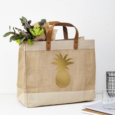 Saco de Jute Reciclado Custom Burlap Sacos de Jute Tote com alças de couro
