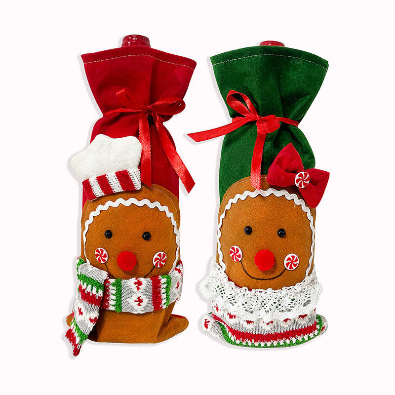 Capa de garrafa de vinho de Natal Saco homem de neve Papai Noel Campanha Capa de garrafa Manga Feliz Ano de Natal Decorações de mesa