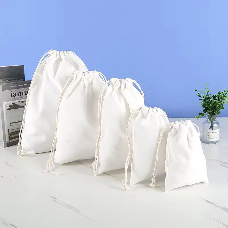 Algodão Orgânico Muselina Duplo Shopping Canvas Drawstring Saco de poeira Saco para saco de sapatos Custom Logotipo