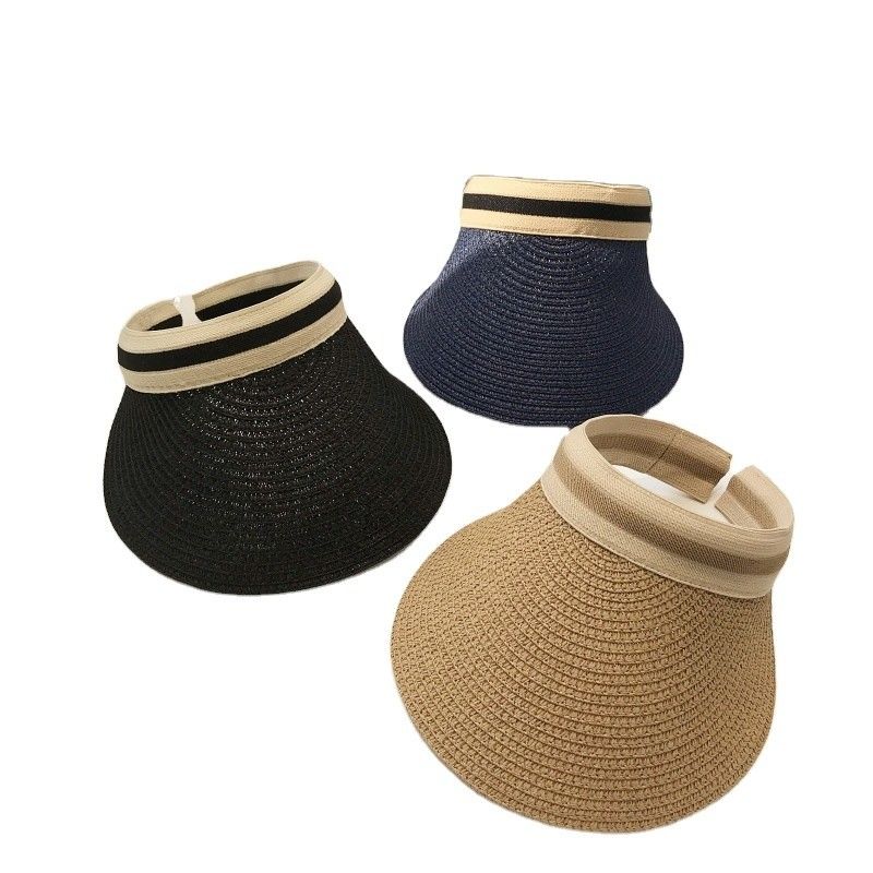 Chapéu de visor de lazer Sun Beach em design de palha tecida coreana para atividades ao ar livre de verão