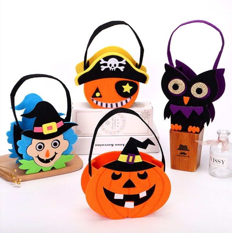 Halloween Saco de Tote não tecido com Ghost Pumpkin feltro de tecido decoração adereços