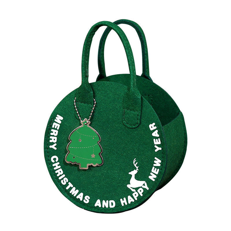 Saco de feltro de Natal de moda Saco de compras do Pai Natal vermelho com design de saco de presente redondo