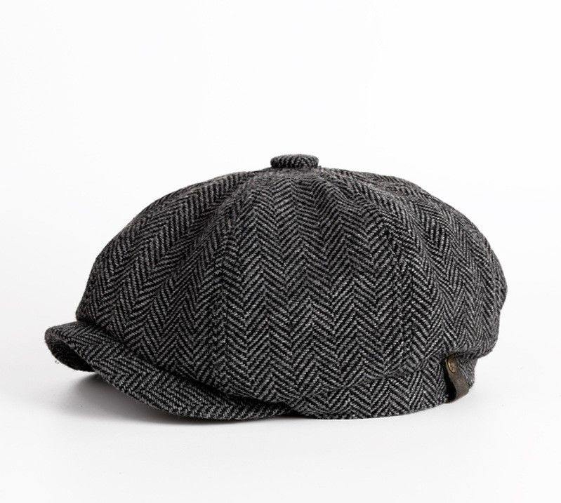 Chapéu de Primavera e Outono para Homens Boina de Lana Tinta Com Design Octagonal Retro Inglaterra
