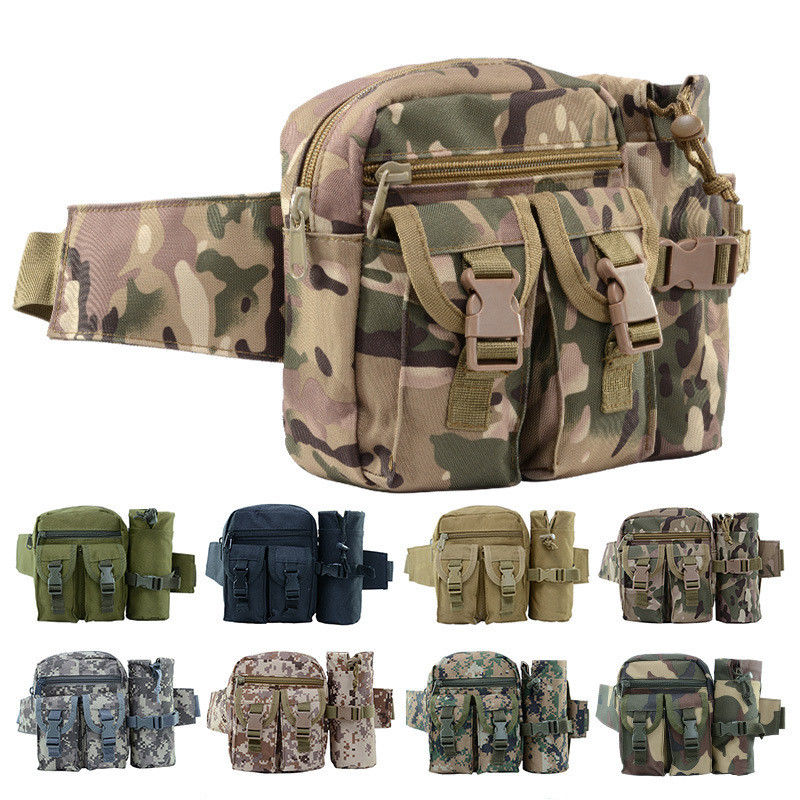 Cor customizada Homens Camo Tactical Fanny Pack Utilidade Saco de cintura com garrafa de água