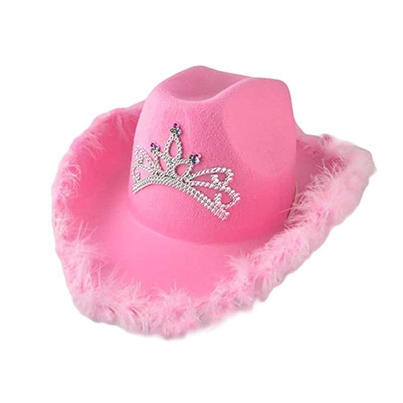 Chapéu de cowboy ocidental rosa com coroa rosa claro e logotipo personalizável