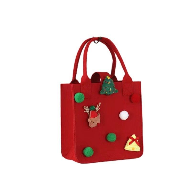 Saco de feltro vermelho colorido Logotipo personalizado Saco de presente de Natal aceito para Ins Style