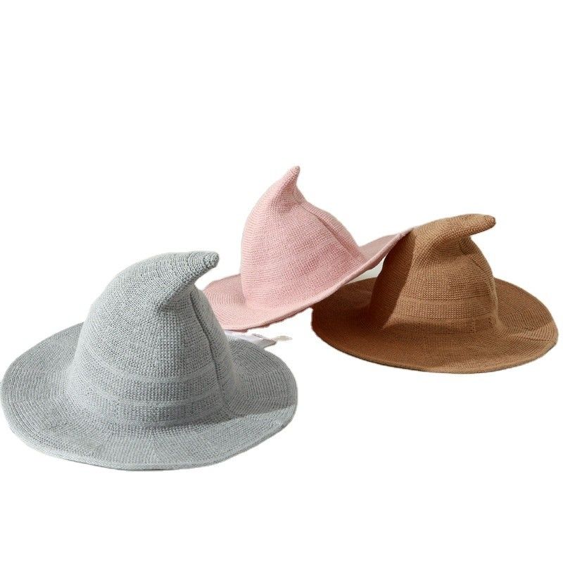 2023 Halloween Party Chapéu de Feiticeira Chapéu Unisex de Lana Tricoteado para Estilo Moderno e Versátil