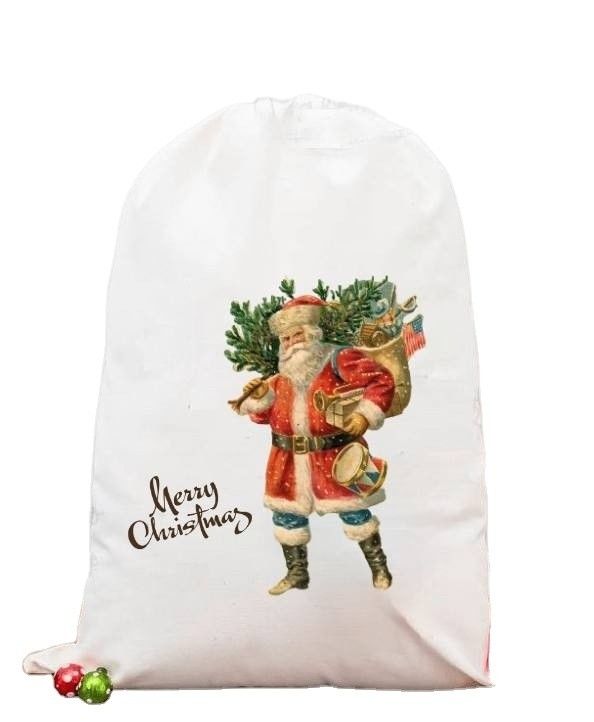 Bolsa de cordas de Natal de sublimação de cores personalizadas para embrulho de presentes personalizados