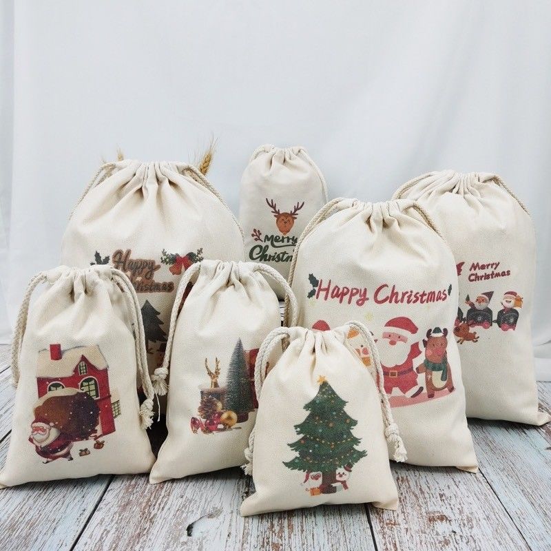 Sublimação Sacos de Papai Noel em branco para decoração de presentes Tamanho médio 30-50cm Aceitável OEM / ODM
