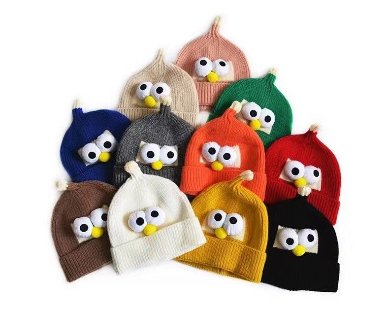 Unisex Inverno desenho animado chapéu de lã de gato irmão tricô chapéu de olho para meninos e meninas tendência