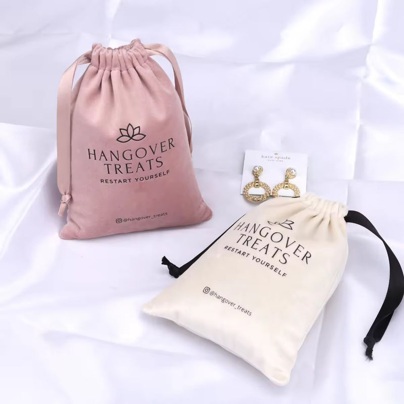 Saco de poeira de veludo rosa médio 30-50cm para embalagem cosmética de presente de cordas personalizadas