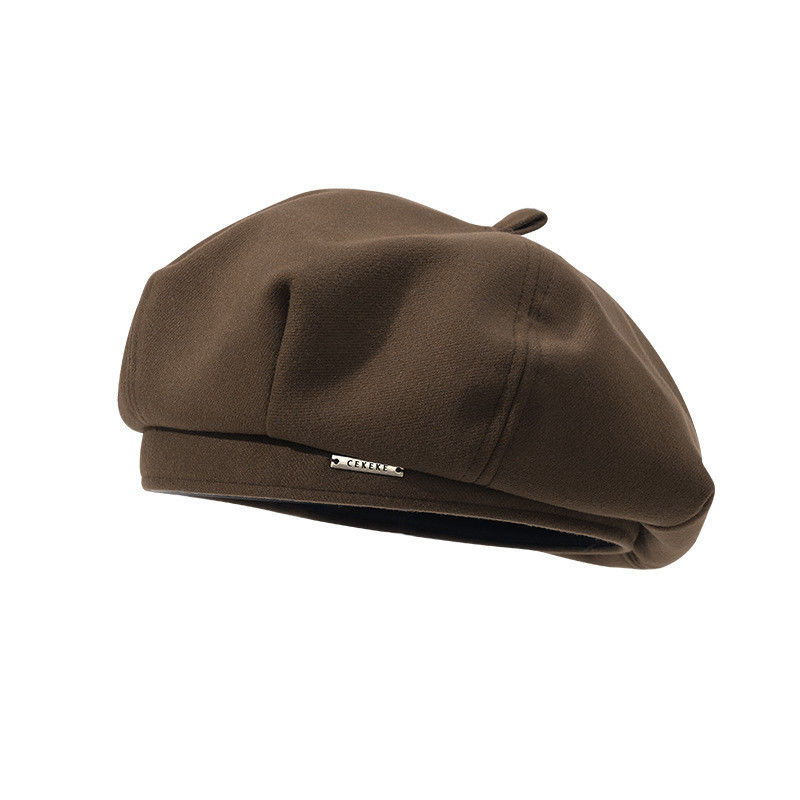 Versão coreana do Berete de Marca de Metal de lã de Outono e Inverno para a vida diária das crianças
