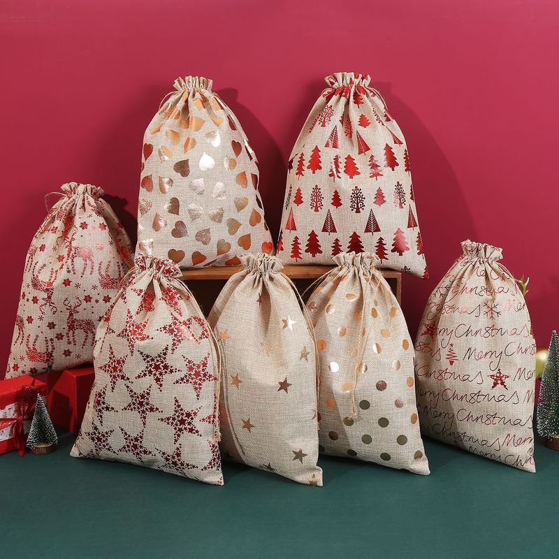 Sacos de Papai Noel ecológicos Sacos de cordas para mini presentes e embalagens de doces
