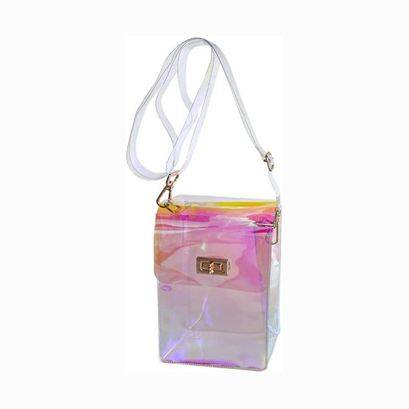 Saco de mão feminino transparente de verão de 2024 Saco de cadeia quadrada de geleia para venda casual