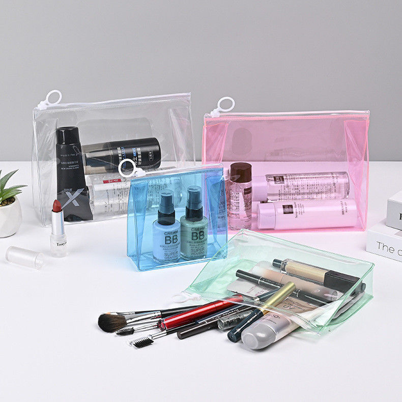 Low MOQ PVC Custom LOGO Saco de viagem transparente Zip Lock Saco cosmético com logotipo personalizado