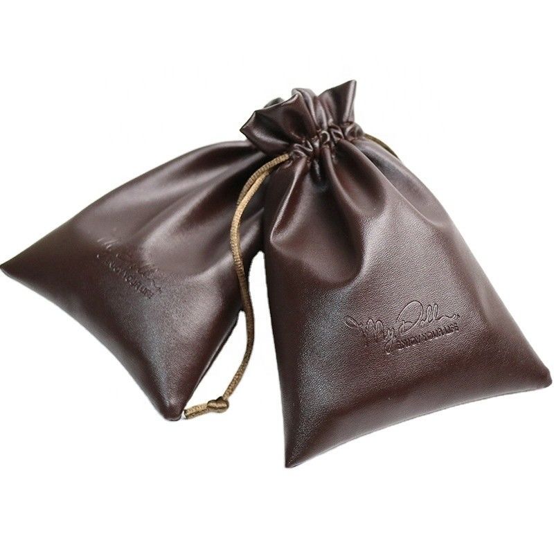 Medium Size Custom Logotipo PU Couro Jóias Bolsa Saco de cordas para armazenamento de alta classe