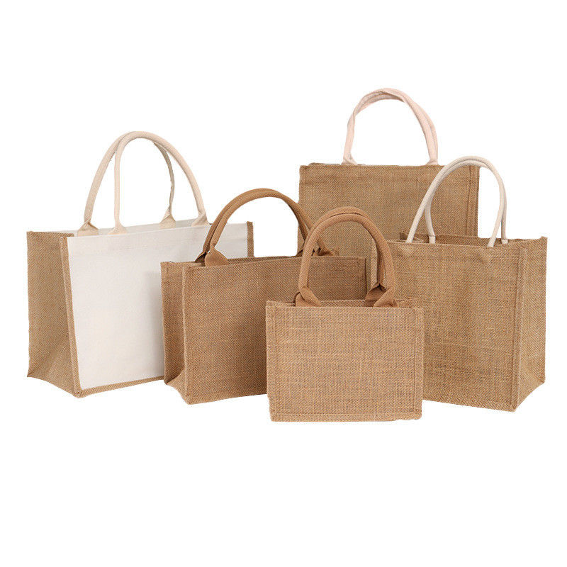 Saco de juta aceitável OEM / ODM com logotipo personalizado para compras ecológicas reutilizáveis na praia