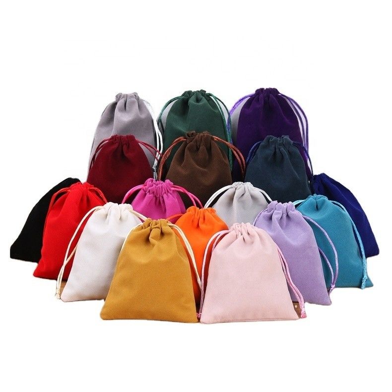 Bolsas coloridas de cordas de veludo para embalagem e exibição de jóias personalizadas