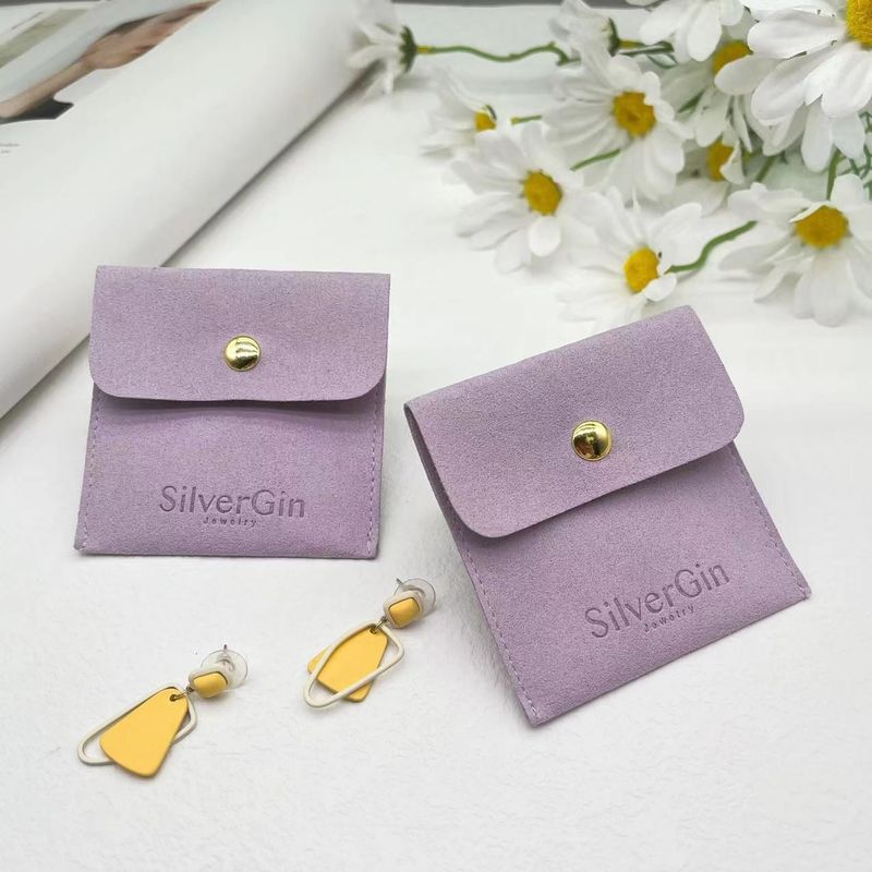 Bolsa de jóias Logotipo de impressão de luxo Bolsas de botões de microfibra para brincos e colares