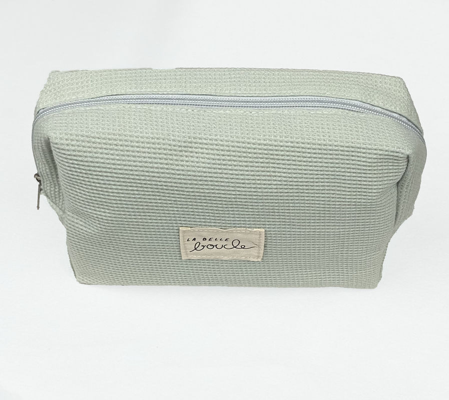 Logotipo personalizado aceito Soft Waffle Print Cosmetic Bag para maquiagem e presentes de damas de honor