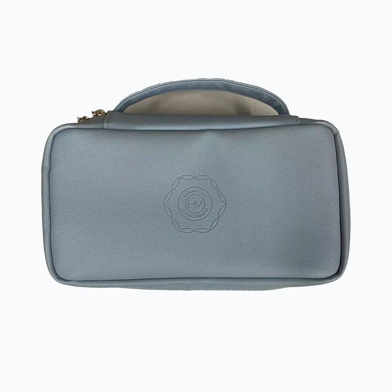 Bolsa de maquiagem grande à moda Bolsa de higiene de couro à prova d'água Bolsa de maquiagem grande plana bolso interno portátil Bolsa cosmética personalizada para mulheres
