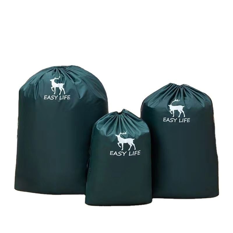 Logotipo personalizado Sacos de roupa de nylon dobráveis Cestas para armazenamento Lavar