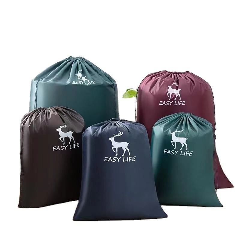 Saco de roupa de nylon de poliéster de cordas coloridas personalizadas para armazenamento em casa e a granel