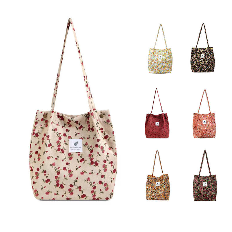 Saco de corduroy com fechamento aberto perfeito para escritório de mulheres, escolas, compras e viagens