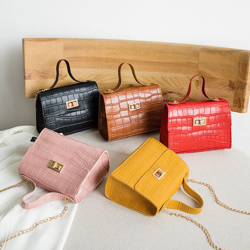 Bolsa de mão personalizada de cor crocodilo com fecho de fecho e design de luxo