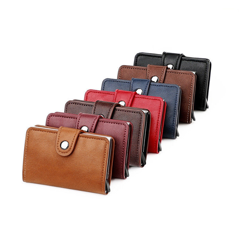 Carteira masculina de couro PU triplo com bolsa personalizada e conveniência de armazenamento
