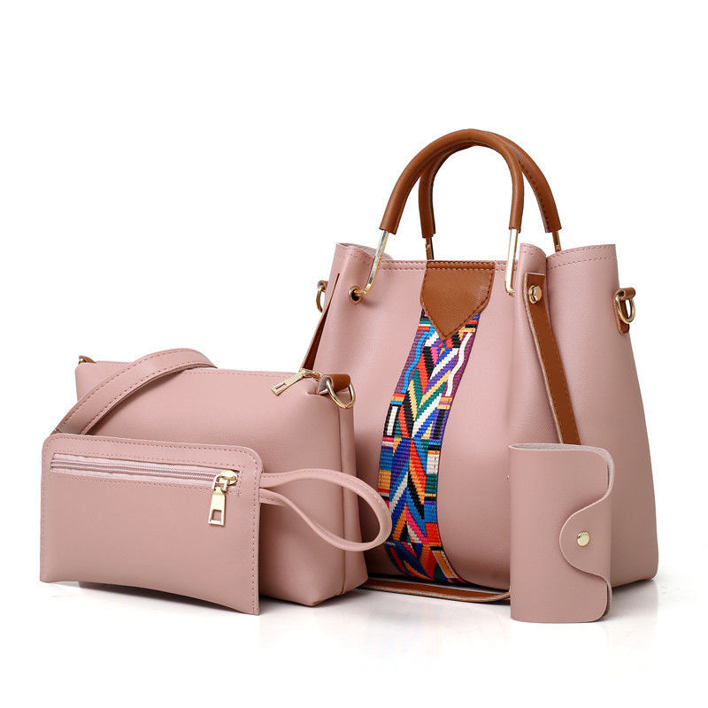 2022 Moderno 4 Pcs Set de PU Leather Lady Shoulder Bag para a vida escolar diária