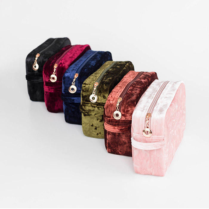 Saco portátil de maquiagem impermeável de veludo para viagem Saco de armazenamento
