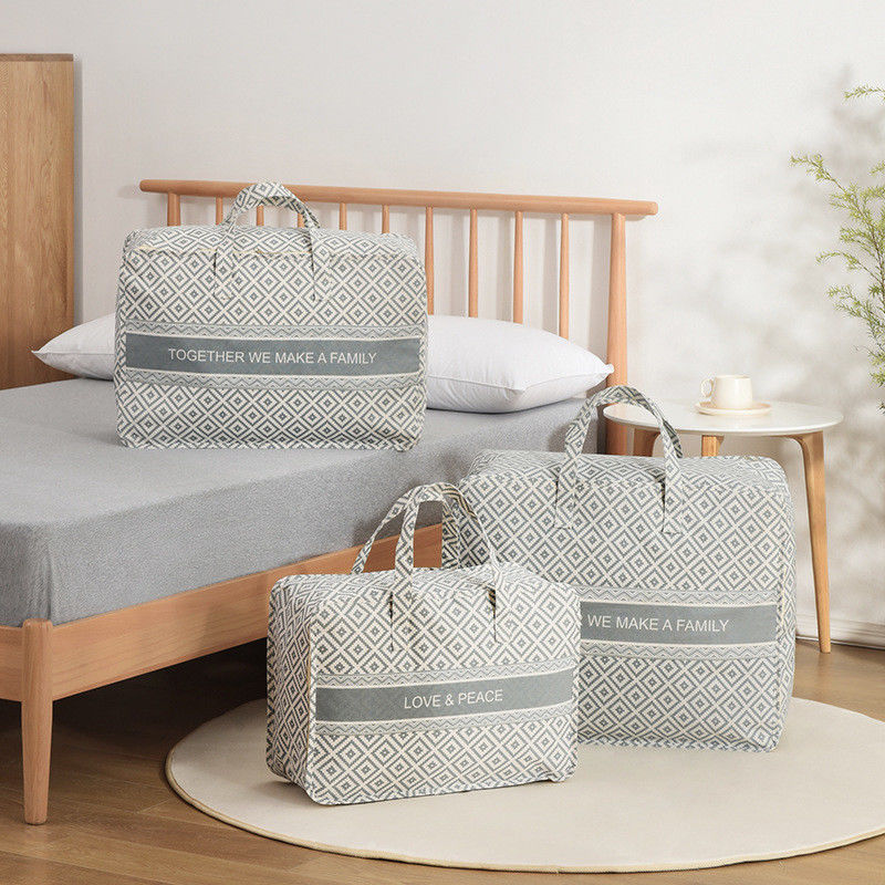 Saco de armazenamento de linho de algodão neutro em termos de gênero para roupas de moda Quilt Viagem Movendo