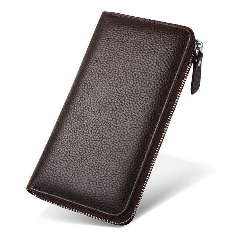 Carteira de porte-moeda de couro real para homens com logotipo personalizado da Customized