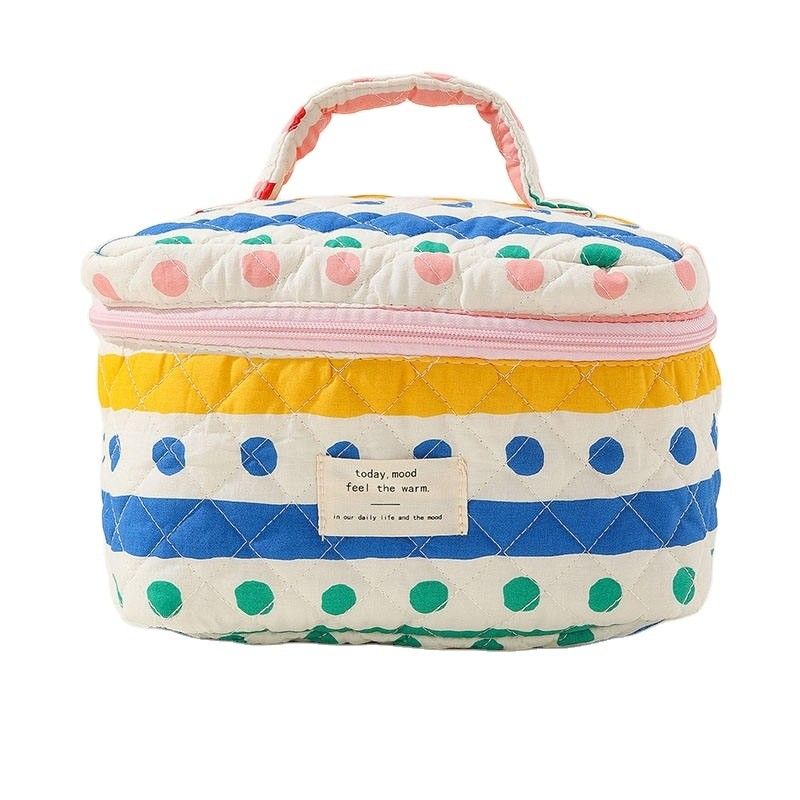 Saco de maquilhagem floral de colcha de retalhos para vida diária e viagens