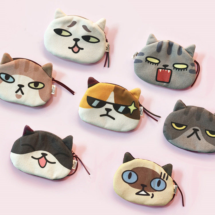 Moeda de gato Unisex 3D Carteira Minúscula Carinhosos Bolso de Plush Pequeno Saco em forma de animal com material de revestimento de linho