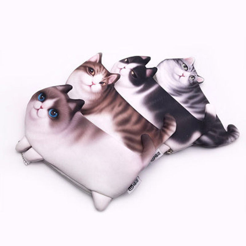 Cartoon Curta 3d Carteira de Gato 2022 Carinha Animal Moeda Bolsa para Necessidades das Crianças